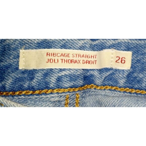 LEVIS Jeans Women's Size 26 Blue Wash Ribcage Straight Button Up Fly Red Tag - Picture 9 of 11
